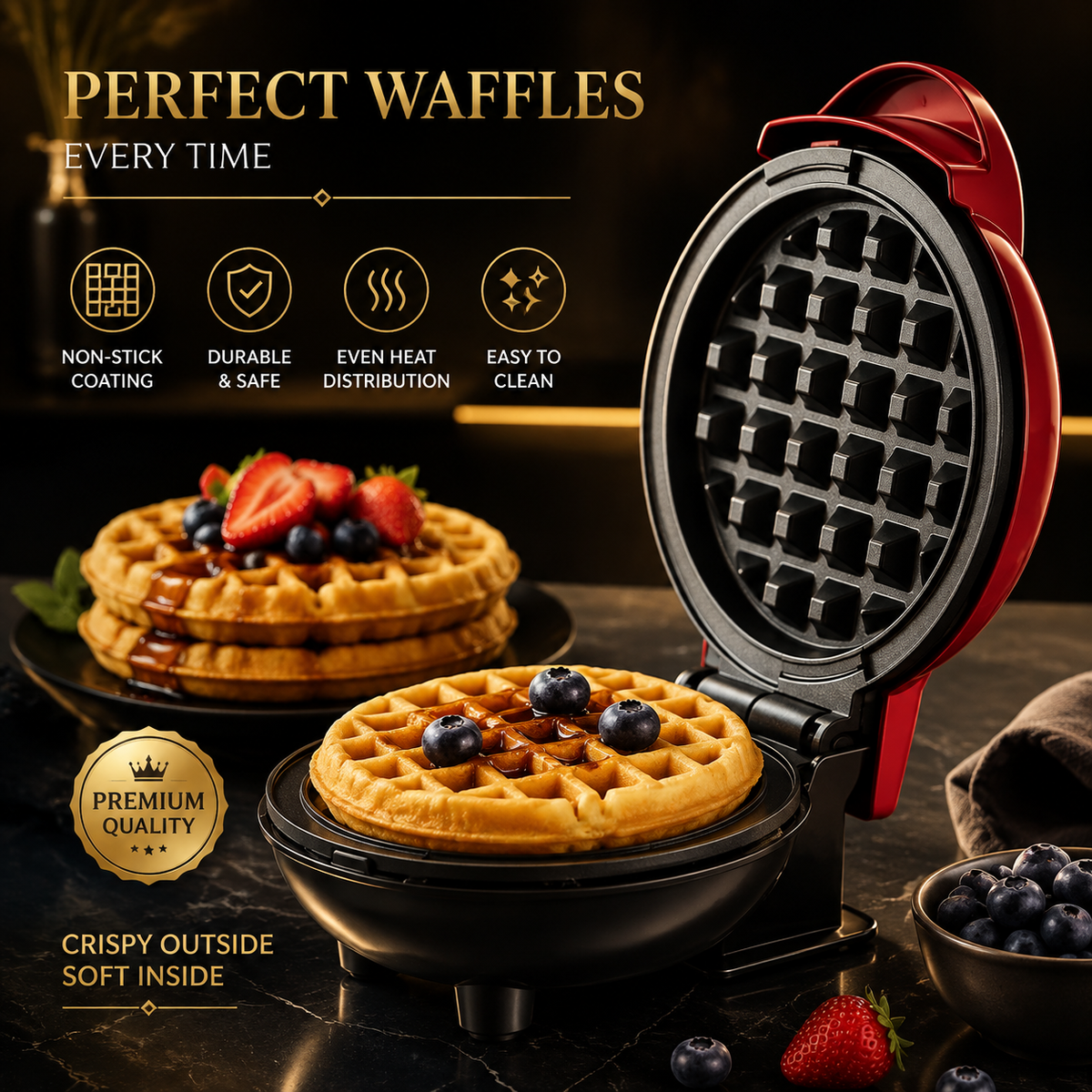 Mini Electric Breakfast Waffle Maker Machine