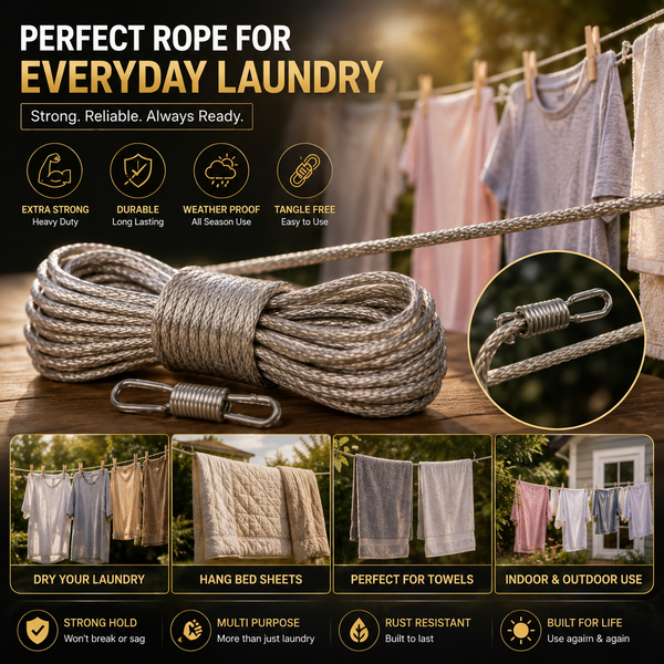 PVC Clothes Line – 20M with Hooks